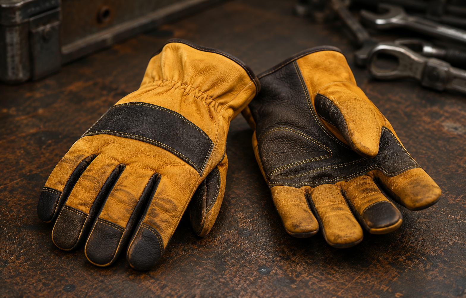 Industrial gloves — stacked pairs ready for dispatch