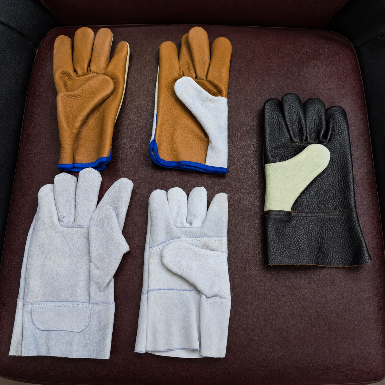 Range of industrial glove types