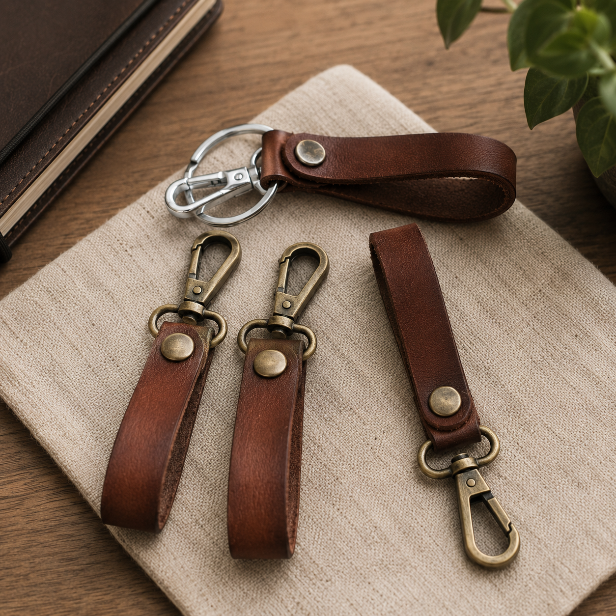 Leather keychain detail